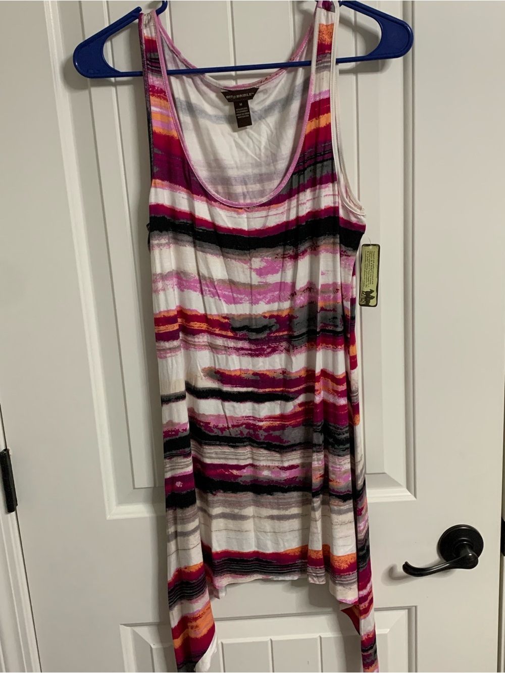 Bit & Bridle Sleeveless Midi Tank Dress in Pink, Black, Coral Stripes